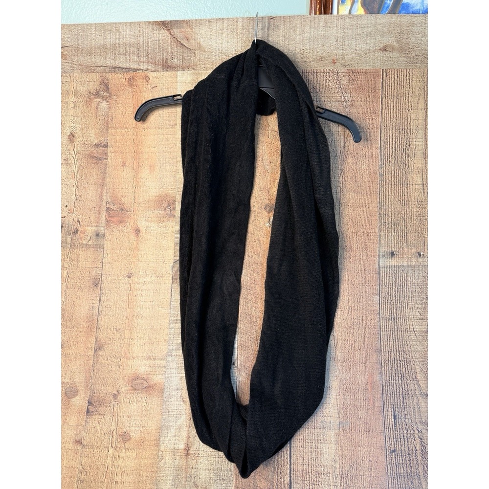 Calvin Klein Black Knit Infinity Scarf Loop Cozy Minimalist Quiet Luxury Winter
